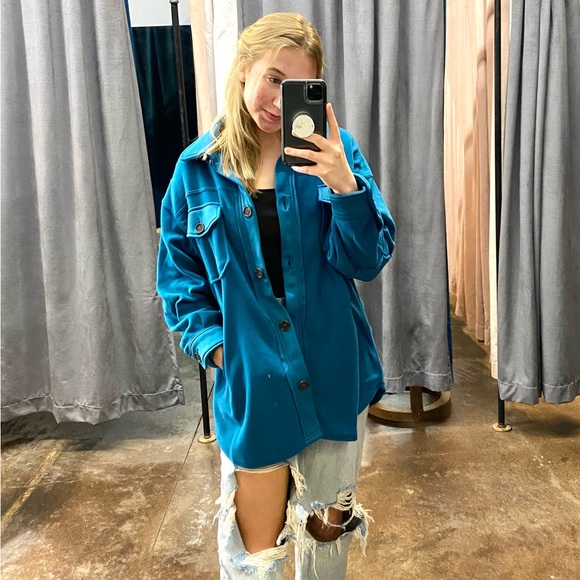 Zenana Teal Shacket New SMLXL - Picture 1 of 2